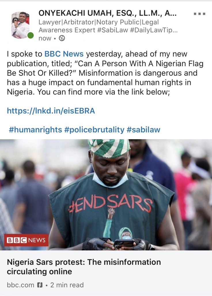 BBC Reports our Comment on the Killing of Persons With Nigerian Flag.